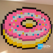 Load image into Gallery viewer, Post it note pixel artwork of pink frosted donut