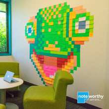 Load image into Gallery viewer, Post it note art mural of cool pixel art gecko