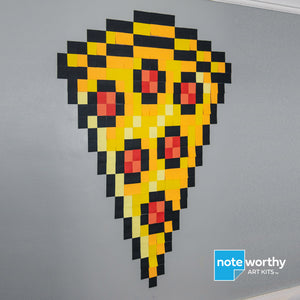 Post it note design of pizza slice pixel art