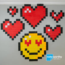 Load image into Gallery viewer, Pixel art post it note love emoji and hearts