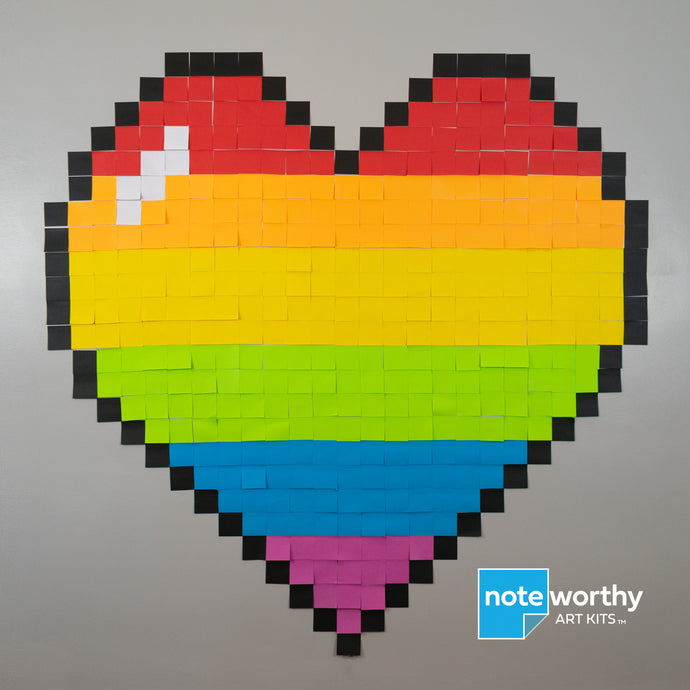 pride heart pixel art post it note wall mural